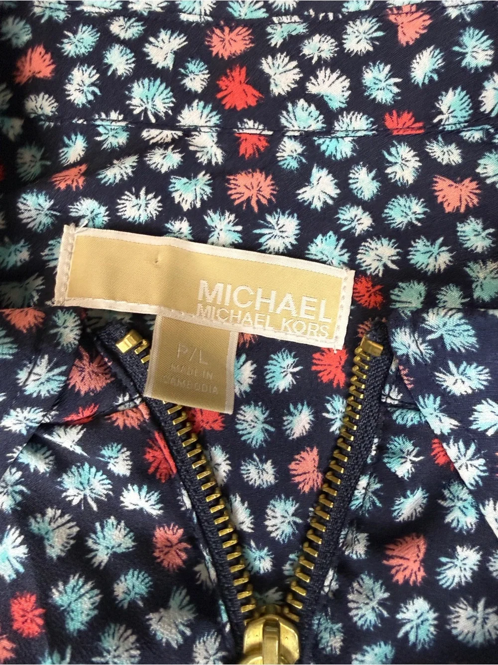 Michael Kors Navy Floral-Print Zip Utility Jacket